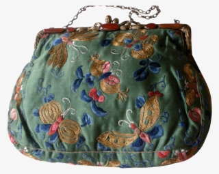 Magnificent Vintage Bag Purse Embroidered Butterflies - Handbag