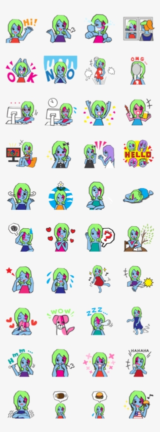 Previous - Line Sticker Zombie Girl