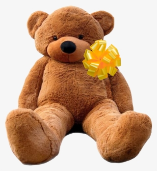 Brown Bear With Yellow Bow - Big Teddy Bear Png