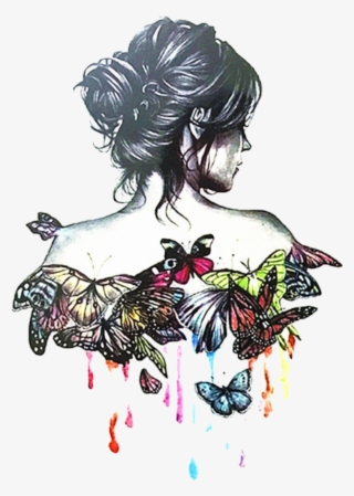 Butterfly Draw Paint Girl Tumblr - Girl Art Tumblr Png