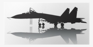 Military Aircraft Vector Silhouette With Reflection - Aircraft