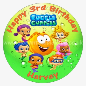 Bubble Guppies Green Personalised Edible Round Cake - Bubble Guppies
