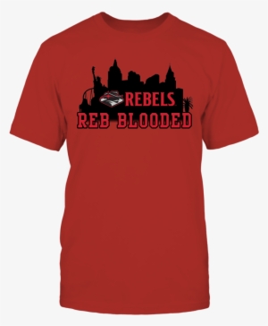 Unlv Rebels Red Blooded Las Vegas Skyline T Shirt - King Crimson T Shirt