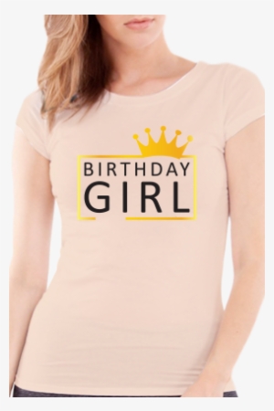 Birthday Girl Round Neck Half Sleeve Girl's Light Peach - T Shirt Birthday Girl Png