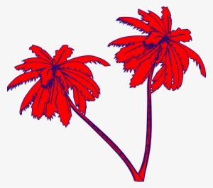 Red And Blue Palm Trees Clip Art At Clker - Transparent Palm Tree Vector Png