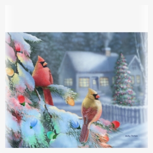Winter Lights - Christmas Snow Birds Finch And Cardinal