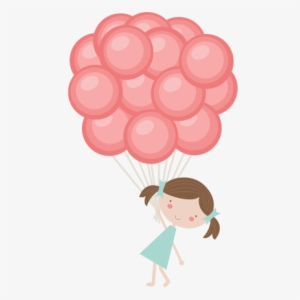 Girl Holding Balloons Svg Cutting Files For Scrapbooking - Girl With Balloons Png