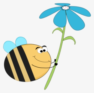 Blue Flower Clipart Bee Flower - Thank You Bee Clipart