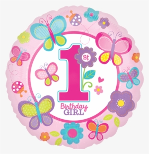 18" Sweet Birthday Girl Foil Balloons - Butterfly 1st Birthday
