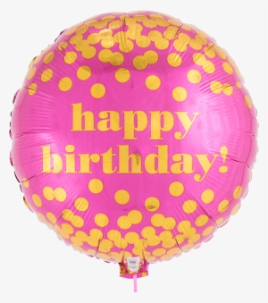 Happy Birthday Gold Dots - 18" Happy Birthday Pink Confetti Gold Dots - Mylar