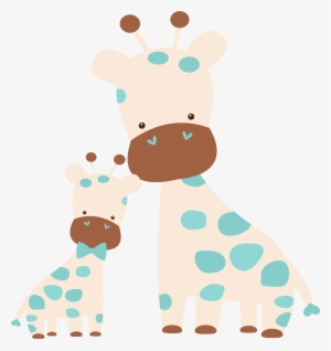 Clipart Giraffe Jungle Animal - Mom And Baby Giraffe Clip Art