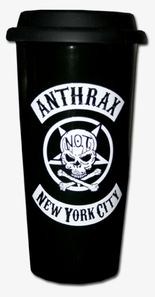 Anthrax Porcelain Travel Mug - Anthrax Cd Lgo York City Biker Skull Official Shirt
