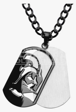 Darth Vader Dog Tag Pendant With Chain - Mens Yellow And White Gold Necklace