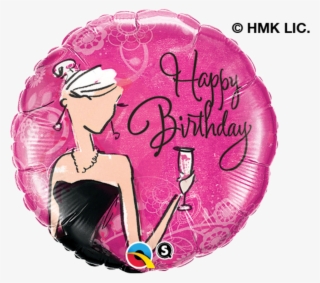 Happy Birthday Lady In Black Dress Foil Balloon - Pink 'happy Birthday' Black Dress Foil Balloon