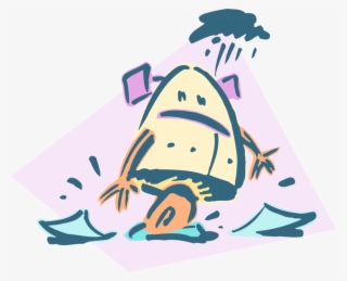 Vector Illustration Of Little Robot When It Rains,