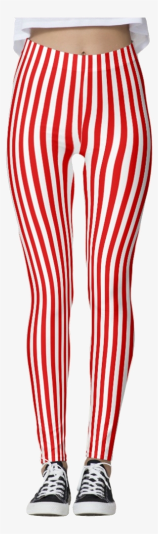 Red & White Thin Striped Leggings - Red White Stripes Tights