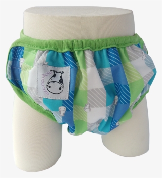One Size Swim Diaper Checkers With Green Border - Diaper