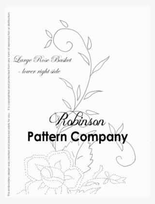 Large Rose Basket Hand Embroidery Pattern - Bow Hand Embroidery Design