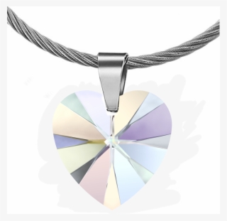 Inspiration Necklace With Swarovski Crystal Heart Pendant - Swarovski 18mm Blue Zircon Crystal Heart Pendant -