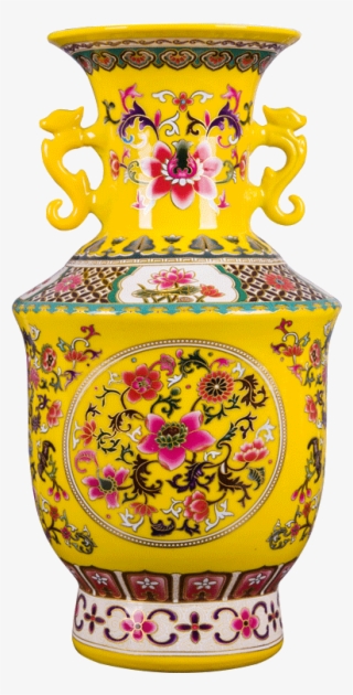 Jingdezhen Ceramic Vases Enamel Yellow Binocular Vase - Vase
