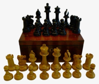 Antique English Weighted Boxwood Chess Set With Storage - Chess