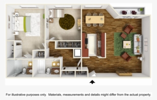 2 Bedroom 2 Bath Floor Plan - Lombardi Apartments