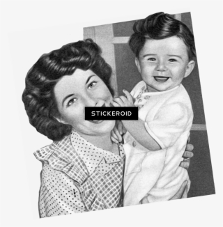 Vintage Mother And Son - Vintage Mamma-und Kinderbaby-schwarzweiss-dusche Papierserviette