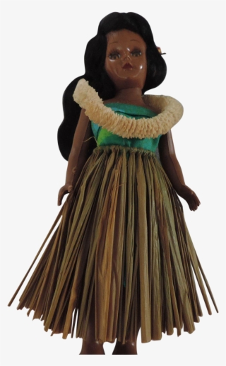 This Hula Girl, Hard Plastic, Is 7 1/2 Tall, With Black - Doll