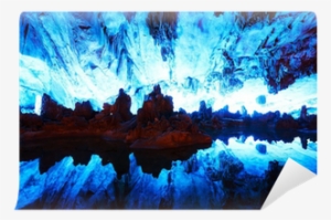 stalactites of reed flute caves in guilin, china wall - guilin