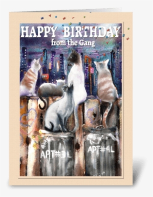 Cool Cats, Birthday Art Greeting Card - Canvas