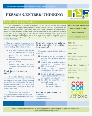 Person Centred Thinking Flyer Feb 2015 Creative Options - Creative Options Regina