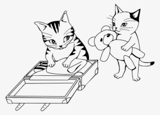 Cat In Suitcase Png Free - Coloring Travel