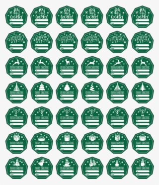42 Stickers Christmas Set Green - Vector Graphics