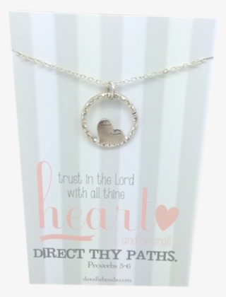 Trust In The Lord With All Thine Heart Necklace - Heart Necklace Silver Heart With Infinity Circle -