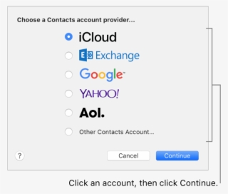 The Window For Adding Internet Accounts To The Contacts - Mail Mac Office 365