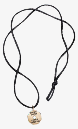 Bullet Octagon Tag Pendant On Black Satin Necklace - Photograph