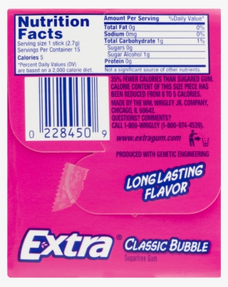 Extra Gum Nutritional Information