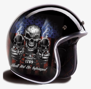 Exclusive 2nd Amendment Retro 3/4 Style Helmet Not - Daytona Helmets D.o.t. Daytona Skull Cap- W/ Guns M