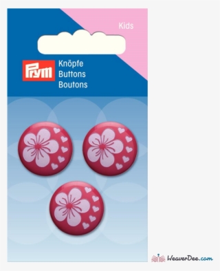 Floral Print Buttons - Knoop 2 Gaatjes Bloem Fuchsia 15 Mm