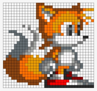 Classic Tails Perler Bead Pattern / Bead Sprite - Sonic 8 Bit Grid