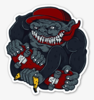 Skate Gorilla Sticker - Cartoon
