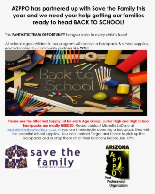 Save The Family Back To School Supply Drive - Save The Family