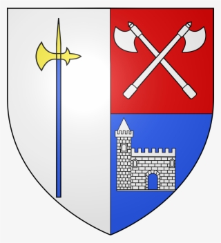 Shield Depicting A Halberd On The Left And Two Battleaxes