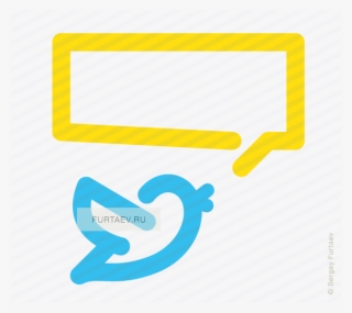 Vector Icon Of Twitter Bird With Speech Balloon - Sign