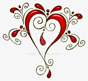 Heart Swirls Red-black By An81angel On Deviantart Clip - Clip Art