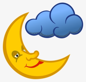 Moon Face And Cloud - Moon Png