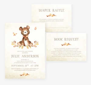 Bear Baby Shower Invitation Set Templates With Watercolor - Koala