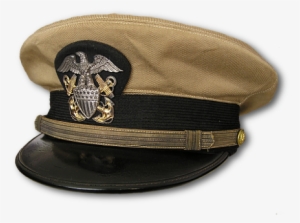 Navy Officer's Service Cap With Khaki Cotton Cover - Wwii Us Navy Cap
