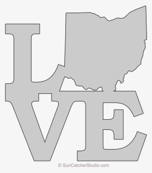 Ohio Love Map Outline Scroll Saw Pattern Shape State - Pattern