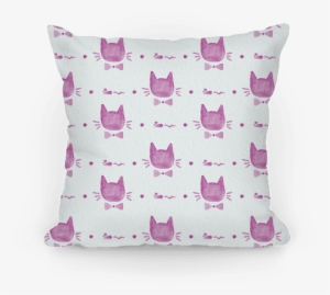 Pink Watercolor Cat Bow Tie Pattern Pillow - Bow Tie